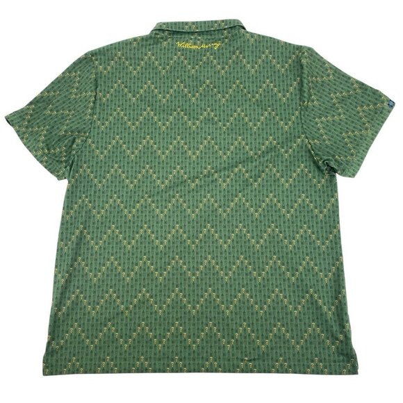 William Murray Mens Size XXL Green Golf Polo Beer Mug Print Performance Stretch - Picture 2 of 16